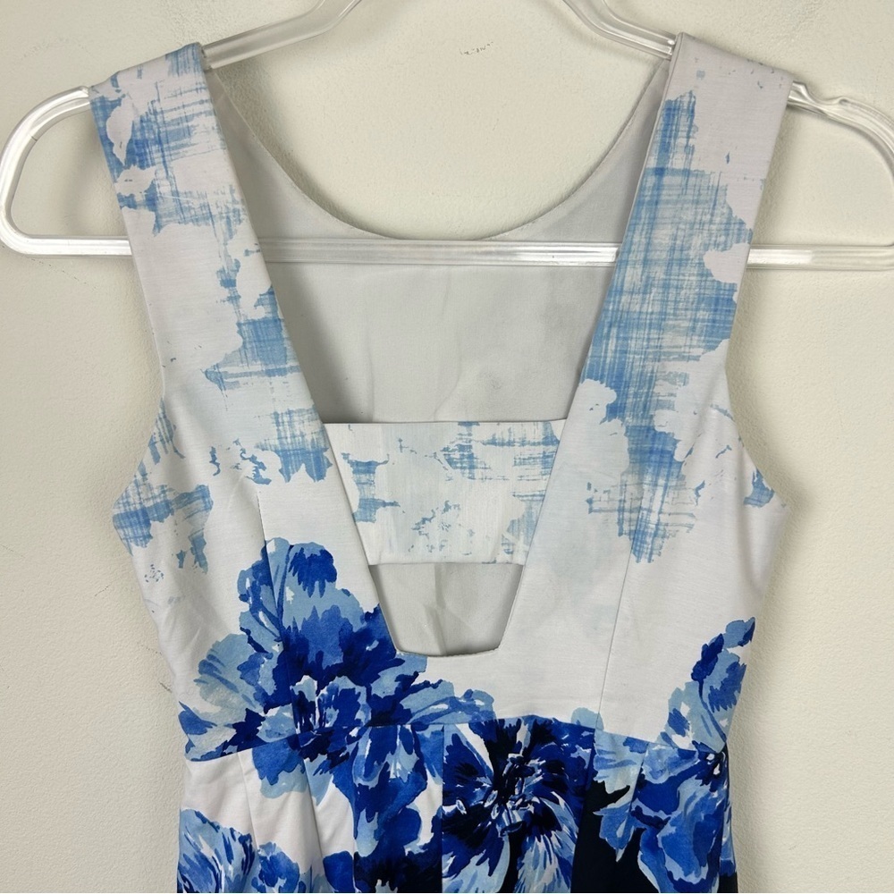 Maeve by Anthropologie Vanda Sheath dress blue floral midi style size: 2 - Picture 13 of 15